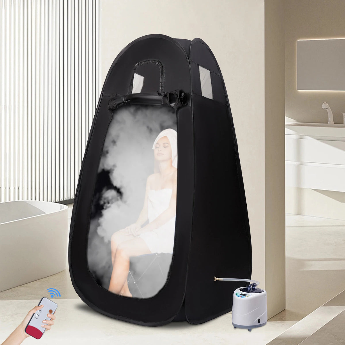 PhaseHeat Mini compact one-person portable steam sauna tent with chair